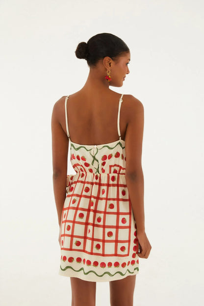 Vestido Curto Transpasse Estampado Lenço Tomatinho