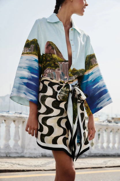 Vestido Kimono Estampado Copacabana