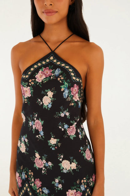 FARM Rio |Vestido Longo Frente Única Estampado Romance