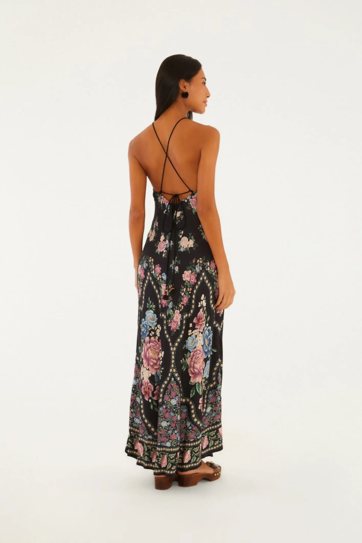 FARM Rio |Vestido Longo Frente Única Estampado Romance