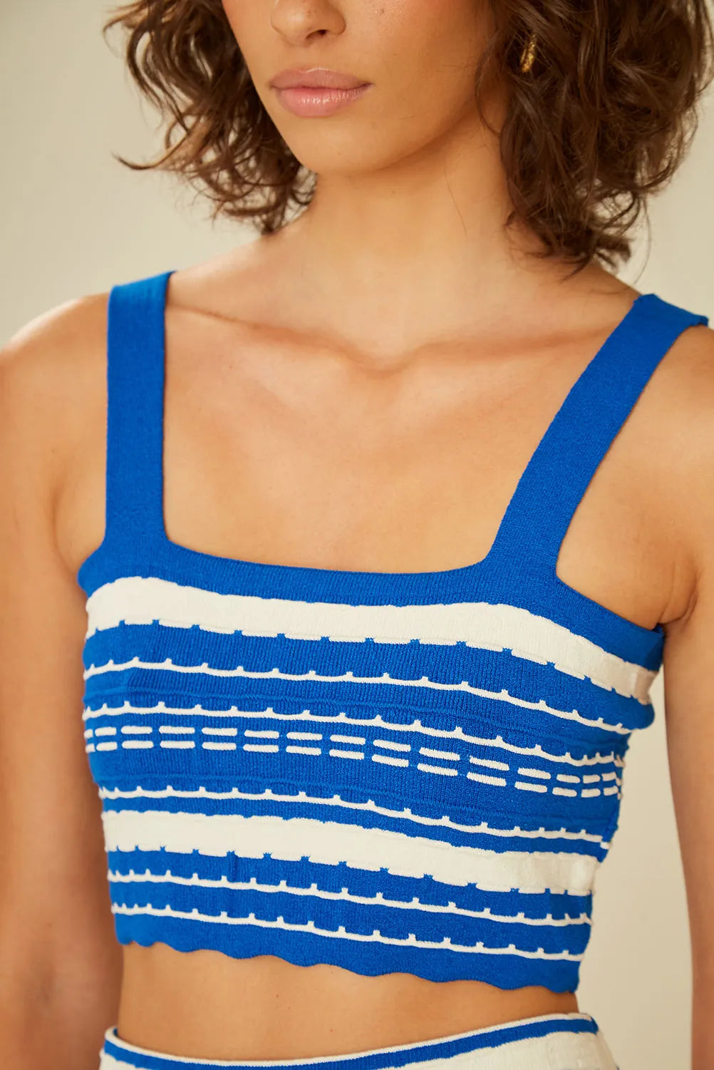 OhBoy | Conjunto Top e Saia Tricot Midi  Azul Persa