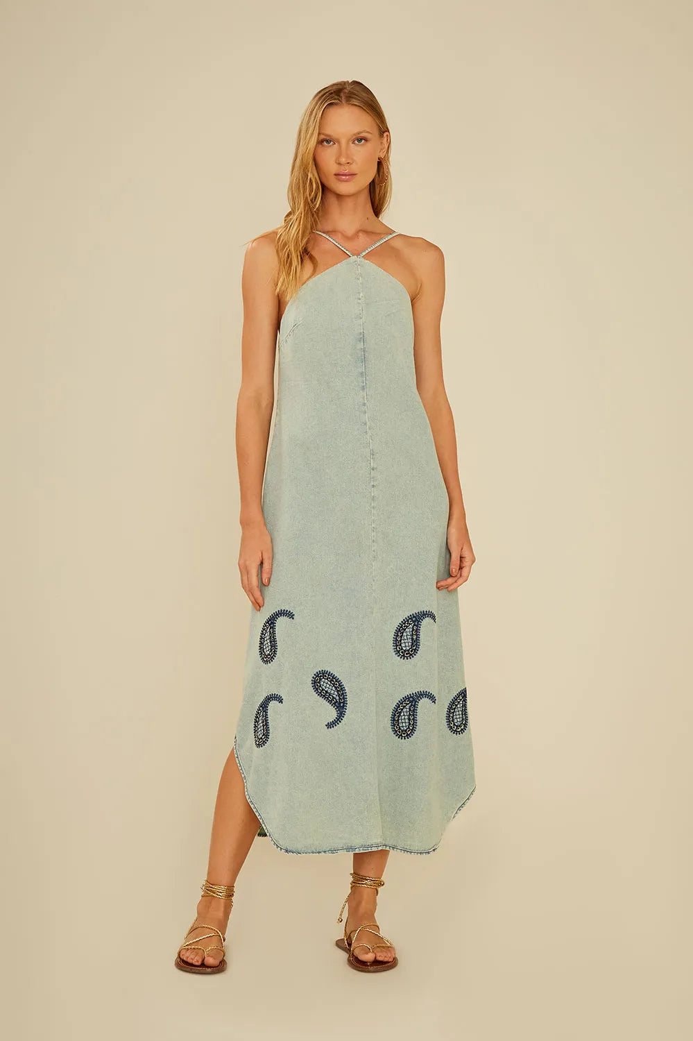 OhBoy |Vestido Jeans Lenço Paisley