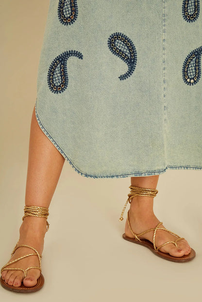OhBoy |Vestido Jeans Lenço Paisley