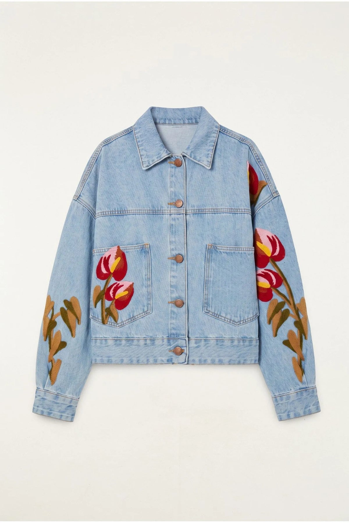 FARM Rio |Jaqueta Jeans Bordado Antúrio