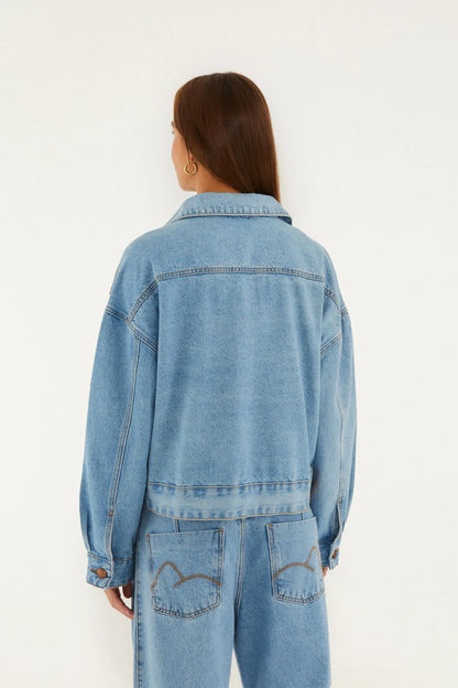 FARM Rio |Jaqueta Jeans Bordado Antúrio