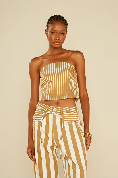 Oh, Boy! Top e Calca Sarja Listra Mix - Bege Desert