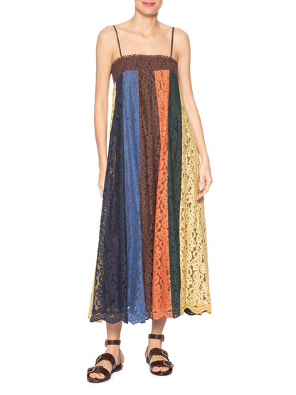 FARM Rio | Vestido Artesanal Patch Rendas Marrom Farm