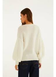 Casaco Pullover Feminino Tricot Bordado Delicadeza – Off White Farm