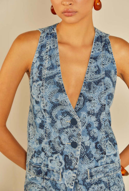 OhBoy | Colete Jeans Estampa Corrosão