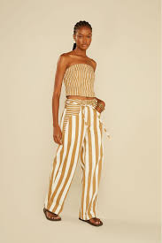 Oh, Boy! Top e Calca Sarja Listra Mix - Bege Desert