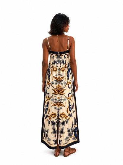 Vestido FARM Cropped Estampado Floral Maye Bege