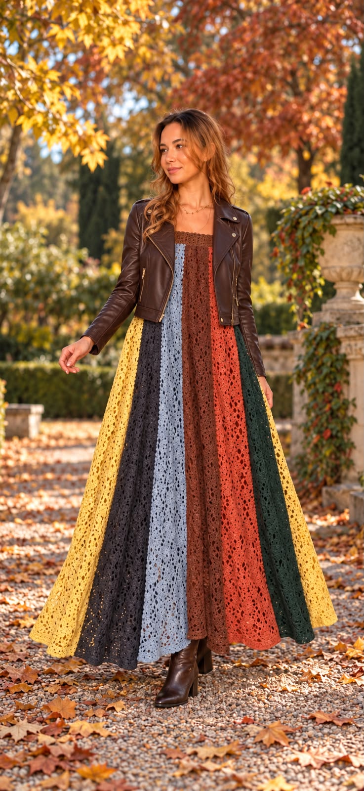 FARM Rio | Vestido Artesanal Patch Rendas Marrom Farm