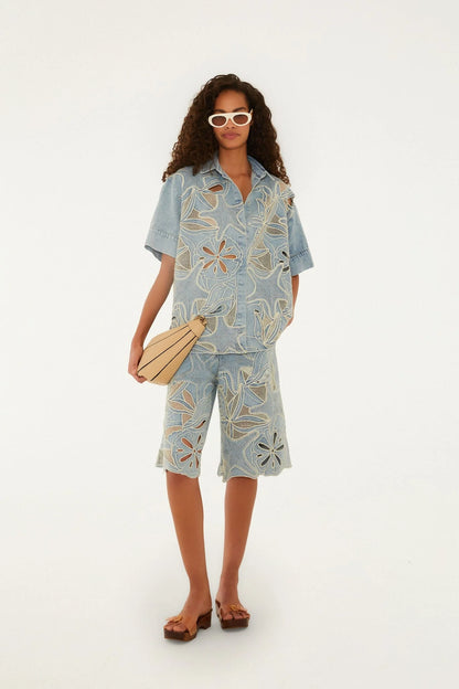 Bermuda Jeans Bordada Sea Desire