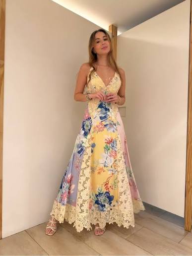 Vestido Artesanal Renda Floral Leni da FARM