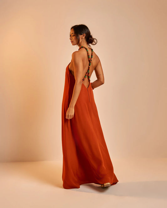 Vestido Longo Costeira Canela