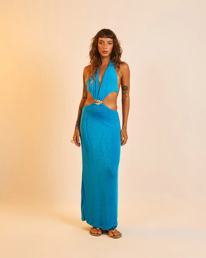 Vestido Longo Ostra Azul Oceano