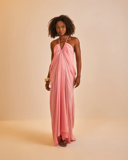 Vestido Longo Caraíva Rosa