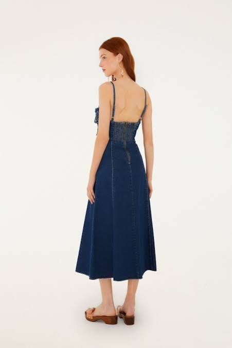 Vestido Jeans 3D Flower Cut-Out