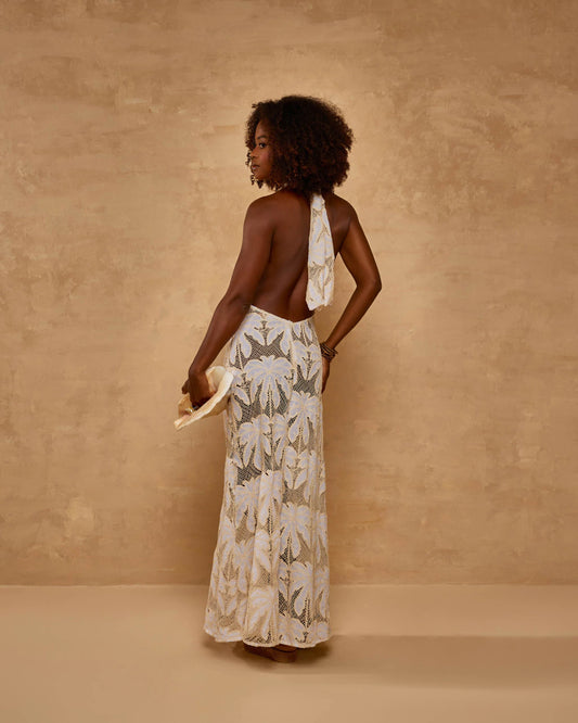 Vestido Longo Tela Artesanal Palma